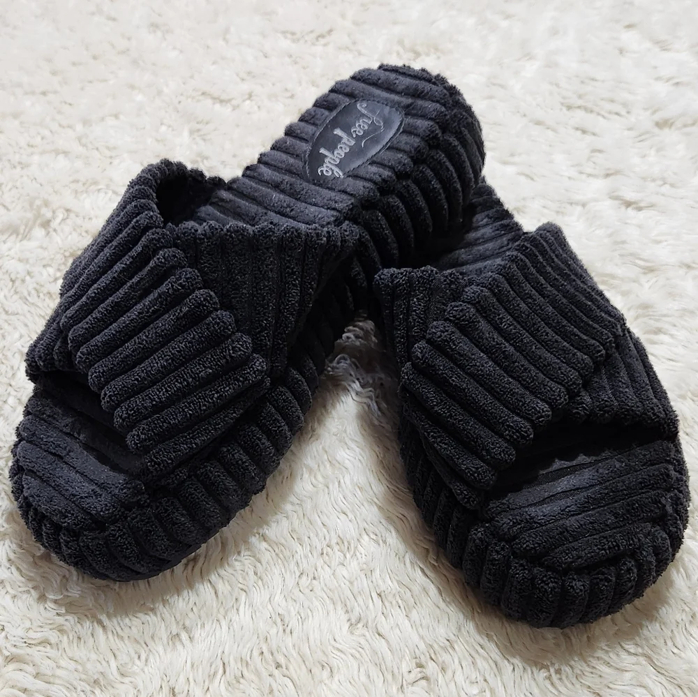 FREE PEOPLE Two Days In Ibiza Black Terry Slide Sandal Sz 9